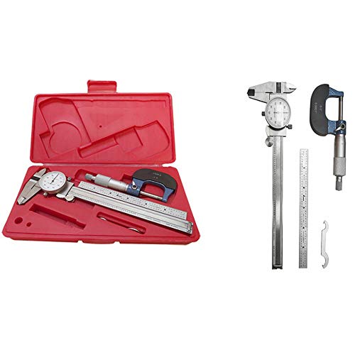 Set of 3 Pieces 6 inch Shockproof Dial Caliper .0001 Micrometer Ruler Mechanical Toolkit