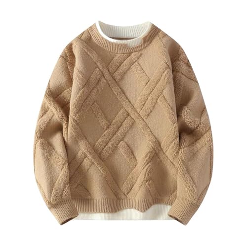 Men's Sweater Fall Winter Thickened Warm Pullover Round Neck Loose Base Layer Top for Men4