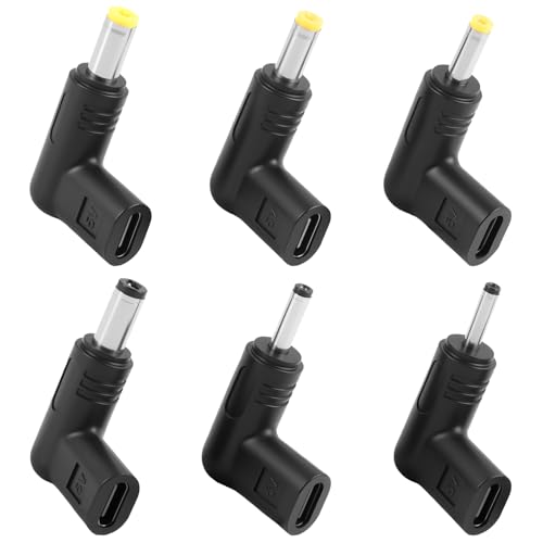6 Pièces Adaptateur USB C vers DC 90 Degrés, Adaptateur PD 5V pour Ordinateur Portable, Routeur, Chargeur Mobile, Emplacement DC Universel, Embout USB C pour...