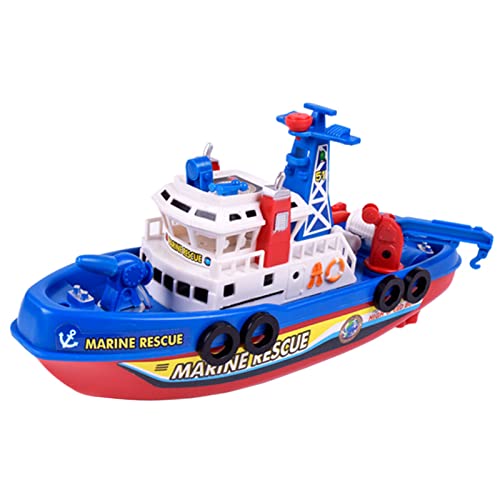 WBTY Kinder-Spielzeugboot, Elektrisch mit Musik-Licht-Wasser-Spray-Marine-Brandschutz-Modell