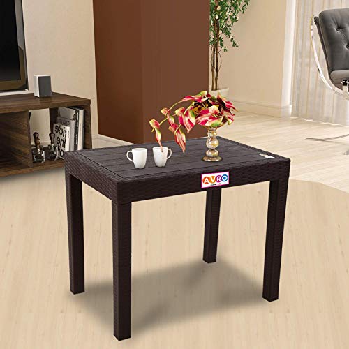 AVRO-FURNITURE-Nexa-DiningOffice-Table-Wooden-Texture-on-Top-Sturdy-Legs-Export-Quality-Plastic-Tested-with-200-kg-Weight-Small-Dining-Table-for-Home-Brown-Colour