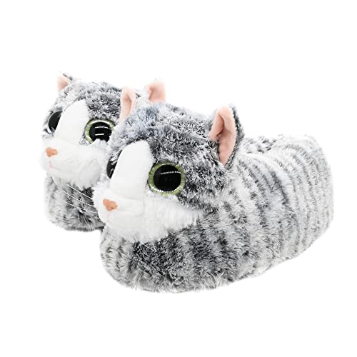 Onmygogo Pantoufles Fantaisie pour Femme Hommes en Forme Chat, Chaussons d'hiver en Peluche...