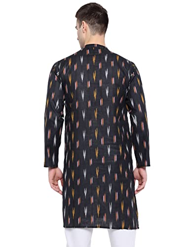 Image of Vastraa Fusion Men's Printed Kurta Pure Cotton Long Kurta, Round Collar, Full Sleeves, Button Kurta, Ethnic Wear