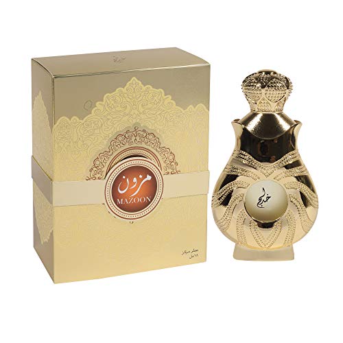 Mazoon Gold - Arabian Designer Therapeutic Essential Perfume Oil Fragrance - Long Lasting Attar/Itar/Ittar - Alcohol Free - for Men and Women - Hombre y Mujer - Exquisite Glass Bottle