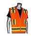 ANSI Type R Class 2 Two-Tone Eleven Pocket Surveyors Vest with Solid Front and Mesh Back 302-0500-ORG/7X, (50)