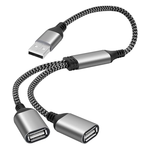 Cable divisor USB Y 2 en 1, adaptador de 2 pies, USB-A macho a 2 ...
