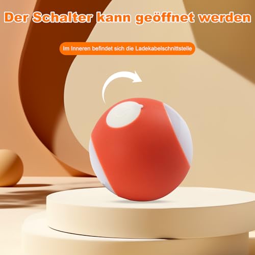 Gytera selbstrollender Ball Hund, Interaktives hundeball elektrisch LED hundespielzeug, smart Active Rolling Ball Hund mit USB-Kabel für Hunde Spielen für langeweile drinnen draußen