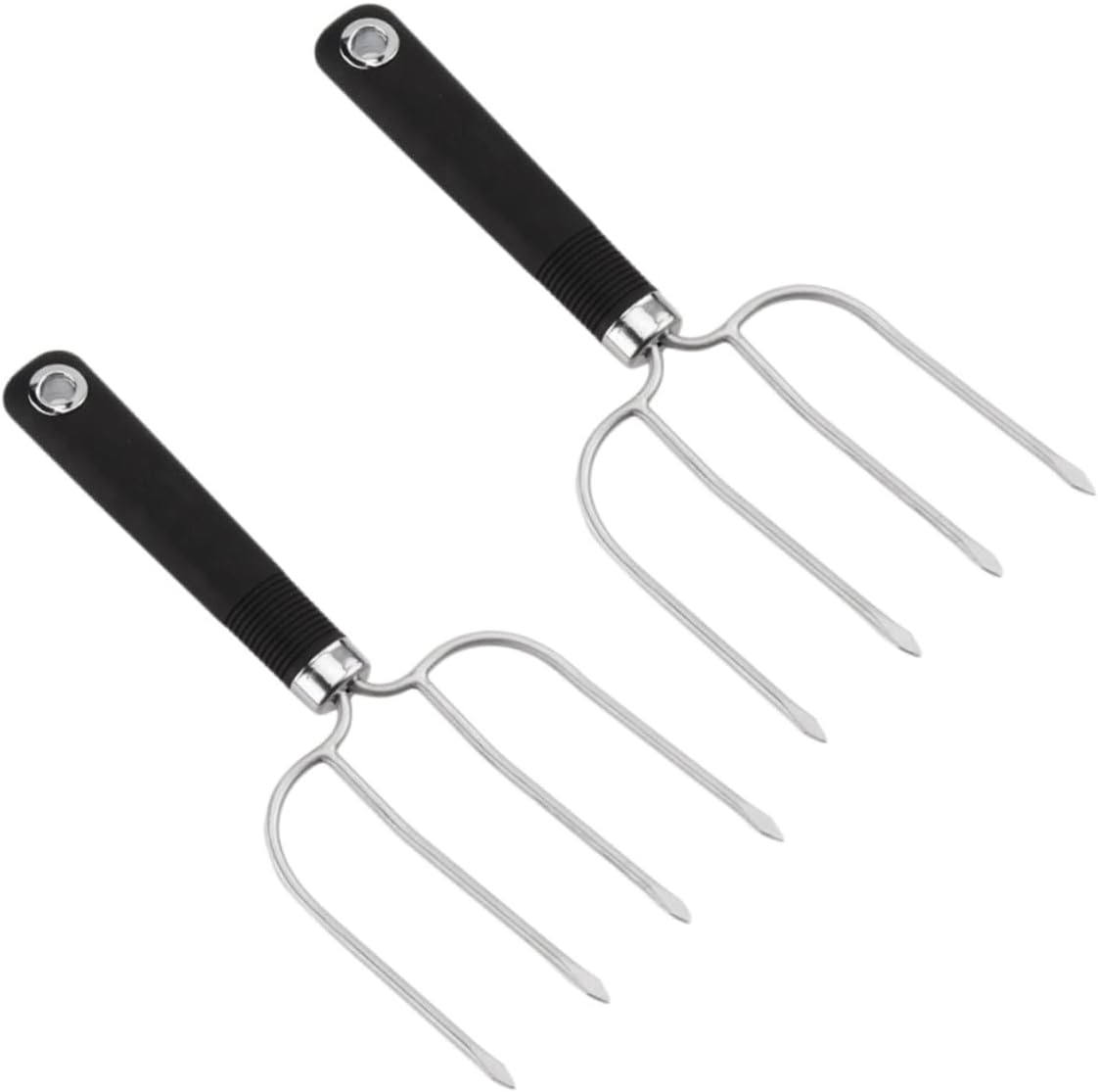 2PCS Stainless Steel Turkey Lifters Forks with Four Prongs for Heavy Lifting Balanced Roasting Carving Meat Tools with Smooth Surface Handle Cooking Utensils for Poultry and Bbq