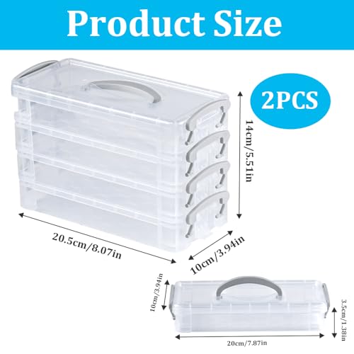 EUIEUT Pen Storage Organiser with Lids, 2 Pcs x 4 Tier Clear Plastic Craft Storage Box, Portable Pencil Case, Multipurpose Compartment Storage Boxes for Art Supply, Pencil, Drawing Tools, Small Parts 2 EUIEUT Pen Storage Organiser with Lids, 2 Pcs x 4 Tier Clear Plastic Craft Storage Box, Portable Pencil Case, Multipurpose Compartment Storage Boxes for Art Supply, Pencil, Drawing Tools, Small Parts - Image 2