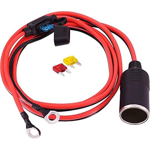 Leehitech 1.2M Cigarette Lighter Socket Car Charger Cable Installation Socket 12V/24V Cigarette Lighter Socket with Connection Cable Adapter for Motorcycle Boat Truck Car Cover