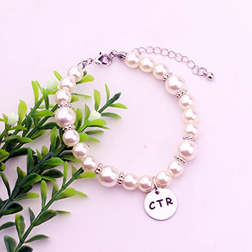 CTR Baptism Gift LDS Baptism Bracelet With White Pearl Beads Choose The Right Gifts (CTRPearl Bracelet)3