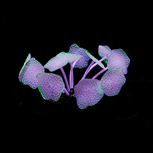 Aquarium Decorations, Beautiful Ball Shape Glowing Artificial Silicone Coral Plant Ornament for Fish Tank Aquarium Decor