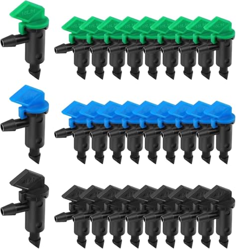 Kalolary 90 Pieces Drip Emitter, 3 Colors Garden Flag Irrigation Drippers in 3 Sizes, 1 GPH, 2 GPH...