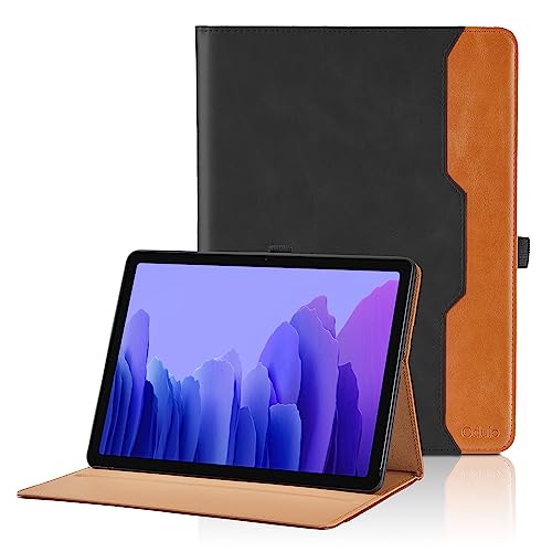 Case for Samsung Galaxy Tab A7 10.4 Inch 2020 (SM-T500/T505/T507) - PU Leather Folio Stand Case with Hand Starp and Pocket, Auto Wake/Sleep Smart Tablet Cover, Black