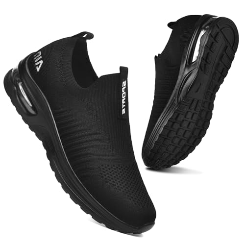 Littleplum Damen Slip On Sneakers Leicht Turnschuhe Bequem Atmungsaktiv Mesh Sneakers Damen Sportschuhe,Alle Schwarz,38 EU