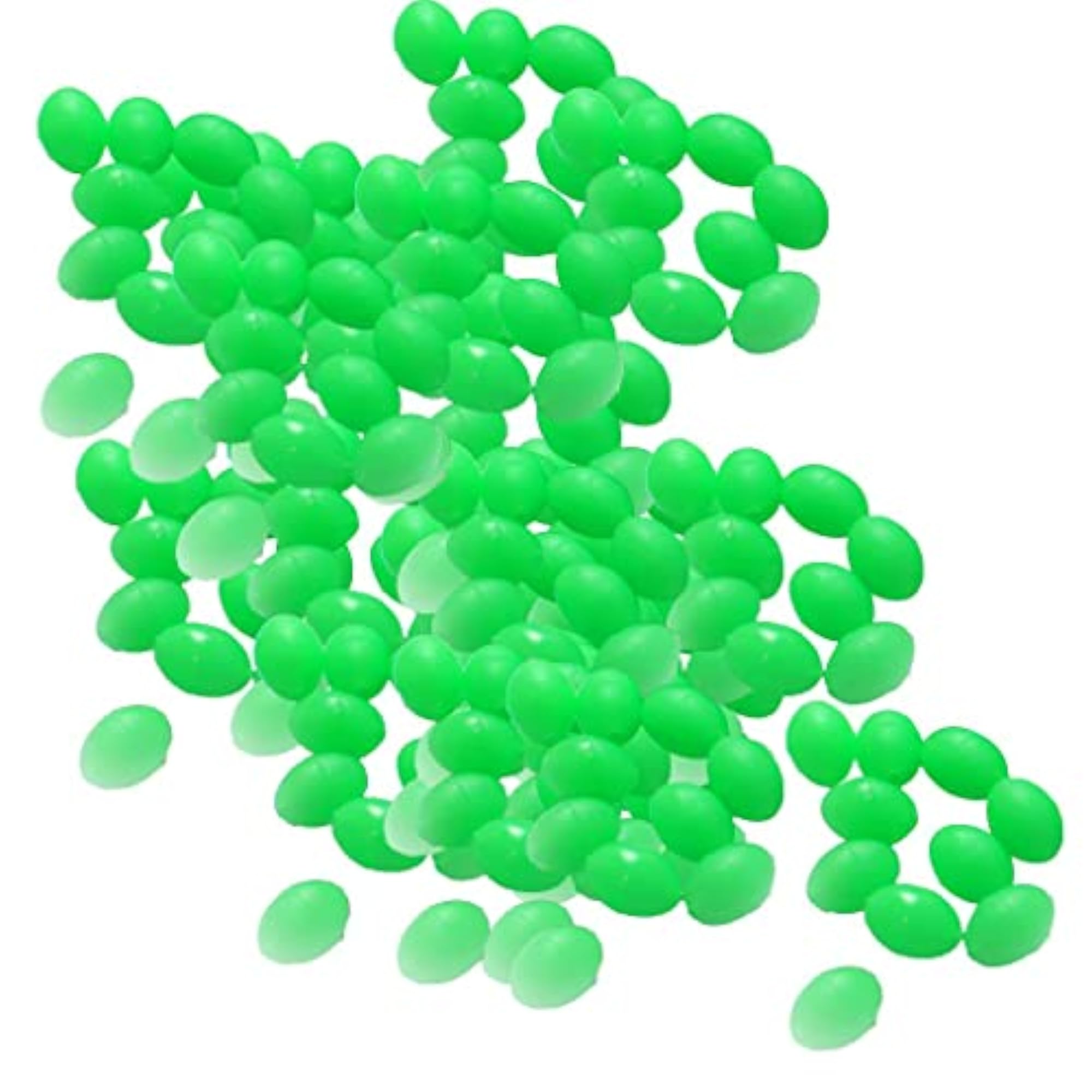 100pcs Green Glow Fishing Beads, Oval Shaped Night Beads