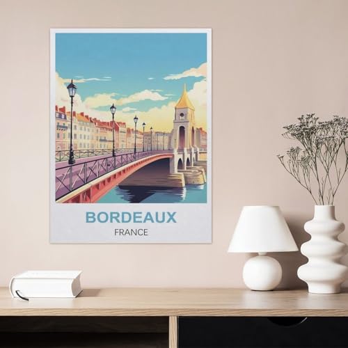 Plaque étain Pont de Bordeaux affiche métal anti-reflet pour déco murale