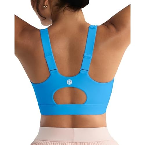 RUNNING GIRL Sports Bras for Women High Support, Adjustable Straps High Impact Molded Cup Sports Bra with Sewn in Pads Bright Blue Medium