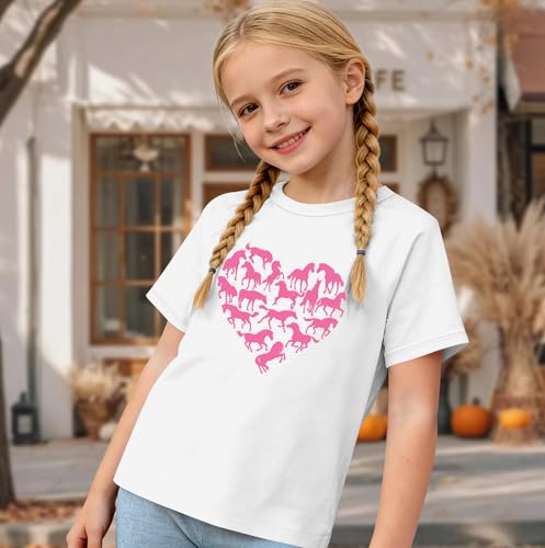 Image of Horse Shirts for Girls Love Horses Shirt Youth Horseback Riding Casual Animal Graphic Tees 8-15 Year Old