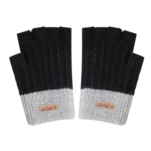 Guantes de invierno extragrandes, guantes de invierno sin dedos para mujer, guantes de punto cálido, mitones, guantes térmicos sin dedos para mujer, medio dedo para correr, mangas de encaje para mujer