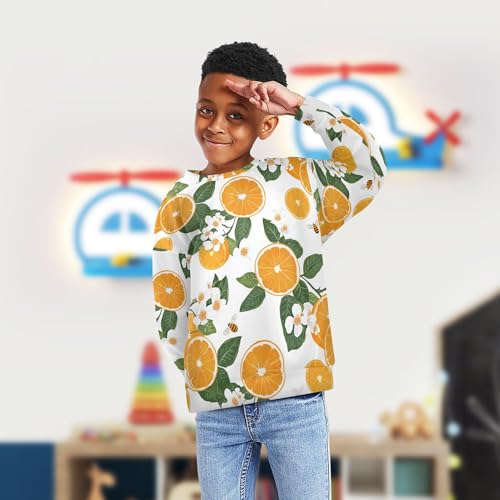 JUNZAN Sweet Oranges Fruit White Kids Boys Hoodie Sweatshirt Fleece Fall Tops Shirts Sports 4T4