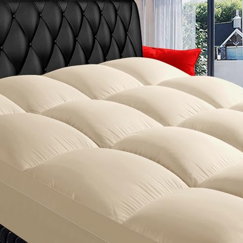Image of COONP Queen Mattress Topper, Extra Thick Pillowtop, Cooling Plush Mattress Pad Cover Bed Topper Protector with 8-21 Inch Deep Pocket (Beige, Queen)