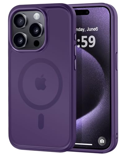 Image of MOCCA Magnetic Shockproof for iPhone 15 Pro Case,Deep Purple | 13ft Drop Tested | Compatible with MagSafe | Anti-Slip Matte Finish | Raised Camera & Screen Lip | Ultra-Slim Design