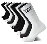 Reebok Calcetines deportivos para hombre (paquete de 10), Negro/Blanco/Gris, 6-12.5