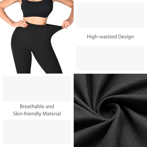 SINOPHANT Pack de 3 Leggings de Cintura Alta para Mujer, opacos, Negros, para Gimnasio, Yoga, Deporte, 3 Unidades de Color Negro., LXL - imagen 3