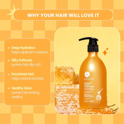 Image of Luseta Manuka Honey Conditioner for Dry & Dull Hair, Moisturizing 16.9 Oz | Deep Hydration, Frizz Control, Smooth Softness, Shine Boost, Easy Detangling, Sulfate Free