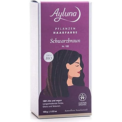 Ayluna Pflanzenhaarfarbe 100 Schwarzbraun, vegane Haarfarbe mit Henna, indischer Krapp, Fenugreek & Kamille Cover