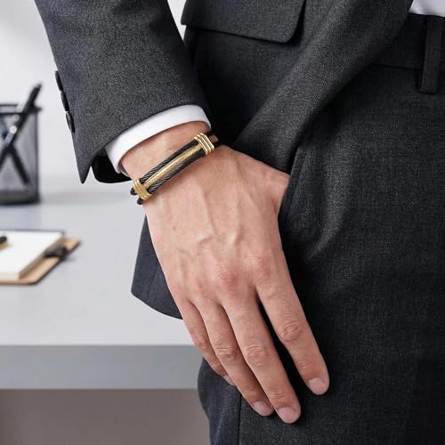 Pulsera de acero inoxidable para hombre estilo industrial moderno miniatura 6