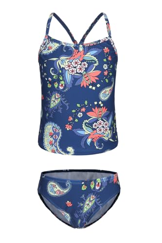 Image of Girls Two Piece Tankini Swimsuits Tie Dye Bathing Suit Kids Hawaiian Swimwear Set 3-16 Years