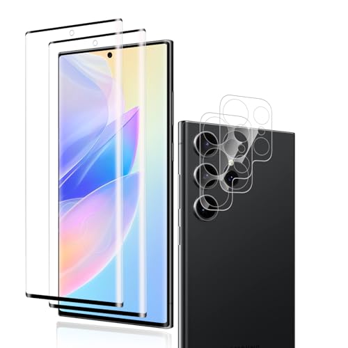 2 Stück für Panzerglas für Samsung Galaxy S23 Ultra mit 2 Stück Kameraschutz, 9H Härte Schutzfolie, 0,33mm Kratzfest Sch...