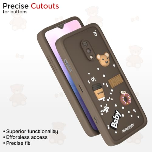 Image of Pikkme Back Cover for OnePlus 6T / Oneplus 7 | Cute Fun Cartoon 3D Bear Silicone Full Body Protection Bumper Cover (Brown)