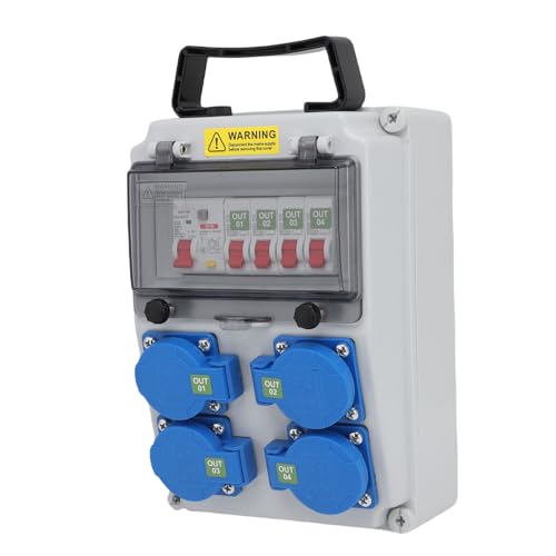 YWBL-WH Portable Industrial Socket Box, ABS Engineering Plastic Impact Water Sun Proof Rated with Tower Buckle Hinge Design for Outdoor Warehouse Factory Construction Site