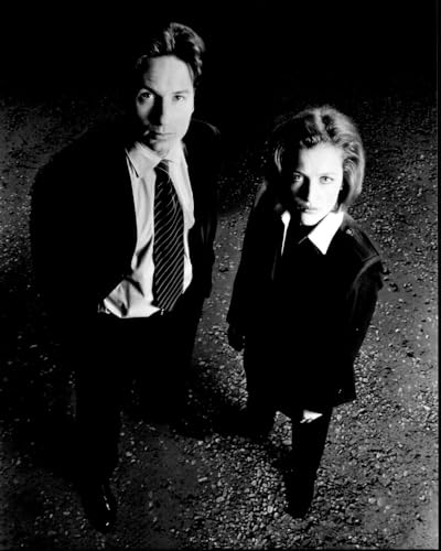 Posterazzi David Duchovny And Gillian Anderson Looking Up For The X-Files Black And White Photo Print (8 x 10) - Item # MVM71002