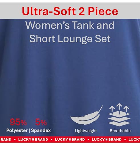 Image of Lucky Brand Womens 2 Piece Lounge Set, Lightweight Soft Pajamas Sleepwear Crossback Tank Top and Sleep Shorts