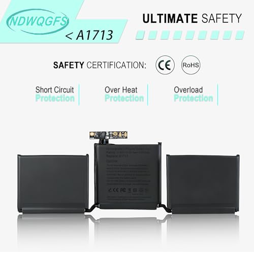 Image of A1713 A1708 Battery for MacBook Pro 13 Inch A2171 (2016-2017) & A2159 A2289 A2338 (2019-2020) 11.4V 54.5Wh Li-Polymer Replacement Compatible with EMC 2978 3164 3301 3456 3578
