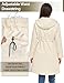 UMIPUBO Women's Softshell Long Rain Jacket Waterproof Fleece Lined Windbreaker Lightweight Insulated Warm up Coat with Hood(Off-White,S)
