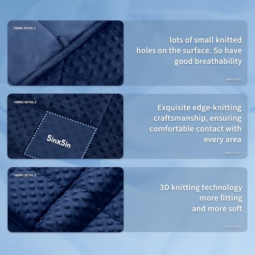 Topcee Weighted Blanket for Adults (12lbs 48"x72"), Minky Dots Heavy Blanket for 110-130lbs Sleeping, Soft, Cozy and Cooling Weighted Throw Blankets, Machine Washable, Blue