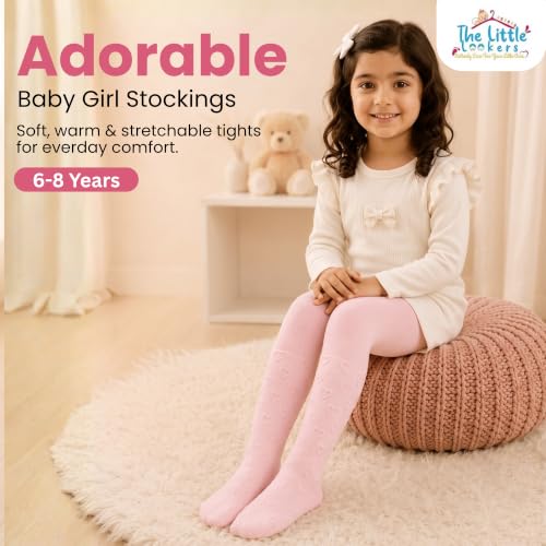 Image of THE LITTLE LOOKERS Baby Tights Thick Toddler Baby Girl Seamless Knit Leggings Thick Solid Cotton Stockings Footed Pants Pantyhose for Years Baby