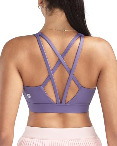 Image of RUNNING GIRL High Impact Sports Bras for Women - Scoop Neck Strappy Sports Bra High Support Moulded Cup Workout Bra