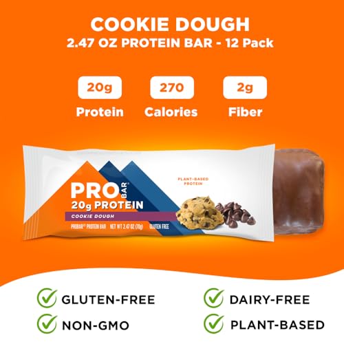 PROBAR - PROTEIN Bar, Cookie Dough, Non-GMO, Gluten-Free, Healthy, Plant-Based, Whole-Food Ingredients, Natural Energy (12 Count) image 4