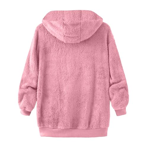 Kids Sherpa Jacket Fall Winter Warm Thick Fleece Zip up Hoodies for Teen Girls Boys Casual Fashion (Pink, 14-15 Years)3
