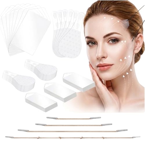 Gisfibu 200PCS Face Lift Tape Invisible with 8 Bands, Face Lifting Tape for Face and Neck...