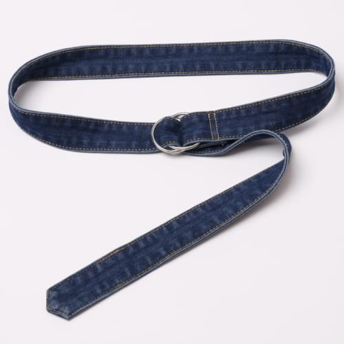 Women Denim Belt for Jeans Shirt Round Buckle Blue Denim Dress Waist Belts3