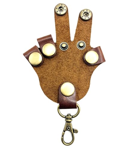 Handmade Leather Keychain Accesories ，Personalized Finger Keychain, Keychain Crazy Horse Genuine Leather for Women&Men ﻿