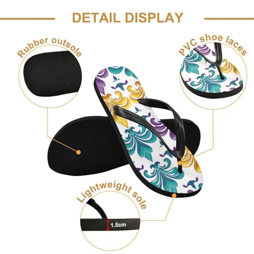 Mardi Gras Carnival Party Beach Summer Casual Flip Flop Sandals Non-Slip Quick Dry for Women Men 214B27532
