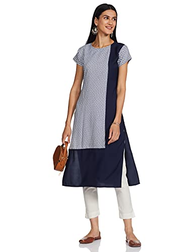 Image of ALC Creations Women's Crepe Printed Straight Kurti(ALC9095N Blue XXL)